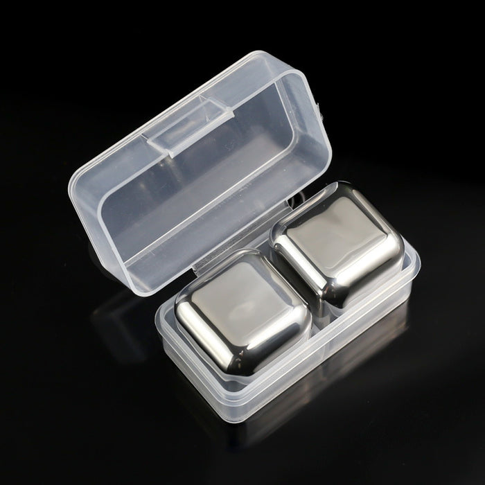 304 stainless stone cube for wine 2 pack silver