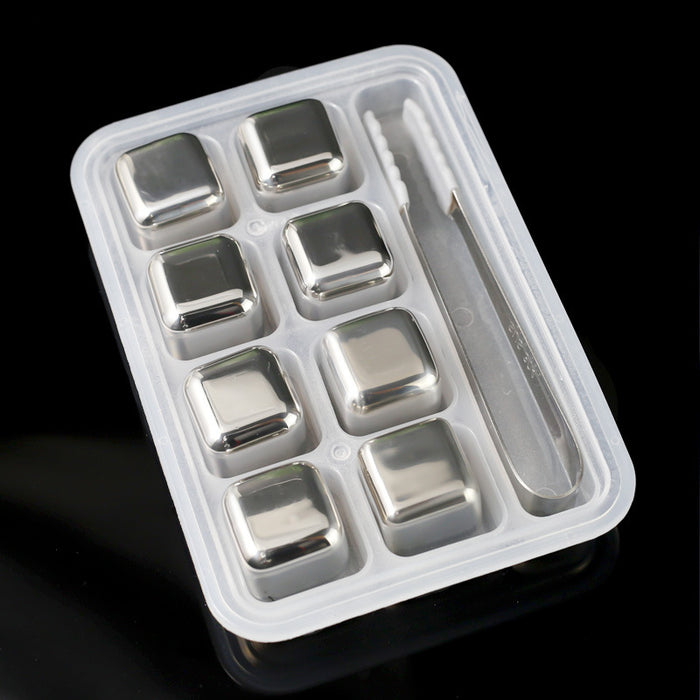 304 stainless stone cube for wine 8 pack silver