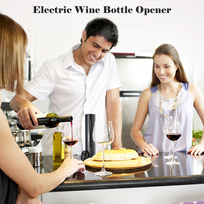 Electric Wine Opener in Black ABS Using Battery with Tinfoil Cutter