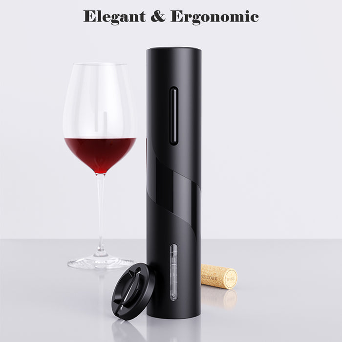 Electric Wine Opener in Black ABS Using Battery with Tinfoil Cutter