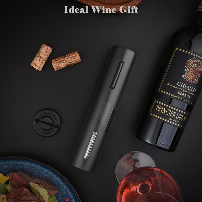 Electric Wine Opener in Black ABS Using Battery with Tinfoil Cutter