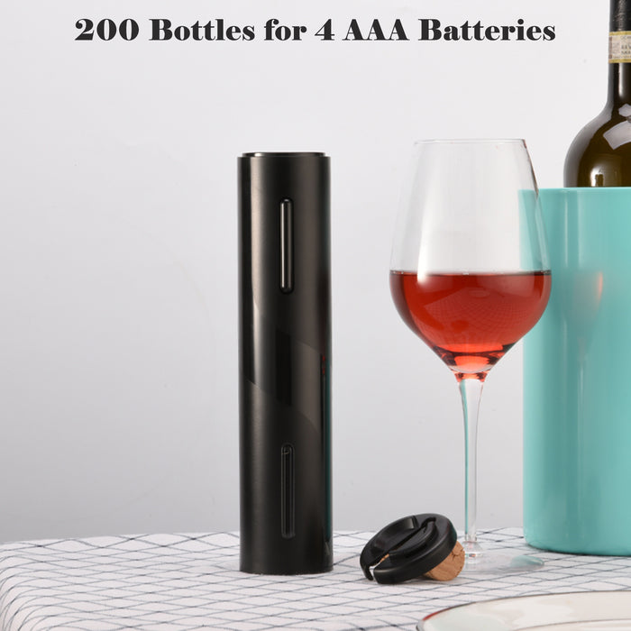 Electric Wine Opener in Black ABS Using Battery with Tinfoil Cutter