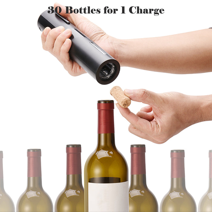 Black ABS Electric Wine Opener with Tinfoil Cutter