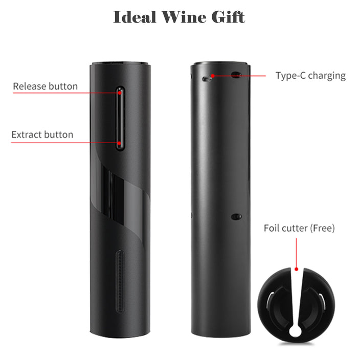 Black ABS Electric Wine Opener with Tinfoil Cutter