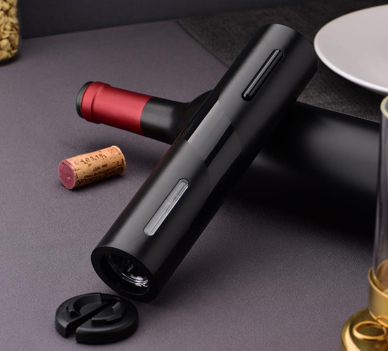 Electric Wine Opener in Black ABS Using Battery with Tinfoil Cutter