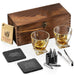 whiskey stone bullet shape in wooden box