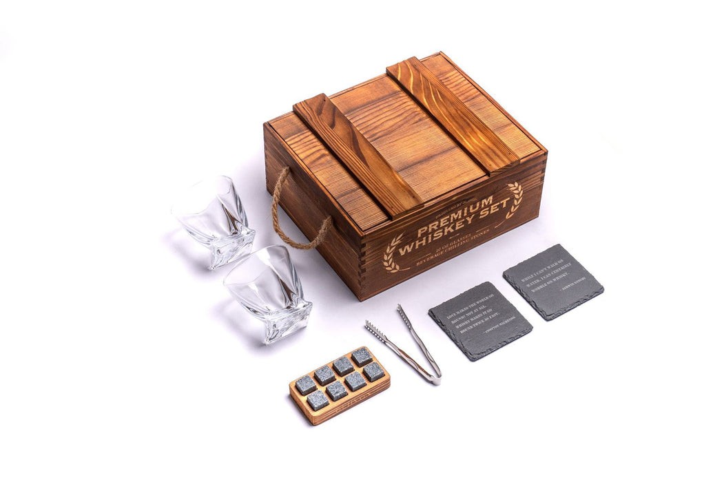 8 Stone Ice Cubes for Whiskey with 2 Wine Glasses